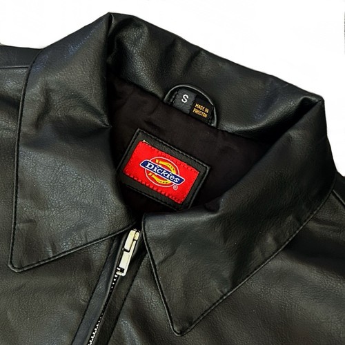Dickies Womens Biker Black Leather Full Zip Pockets Eisenhower Jacket Size S - Picture 2 of 12