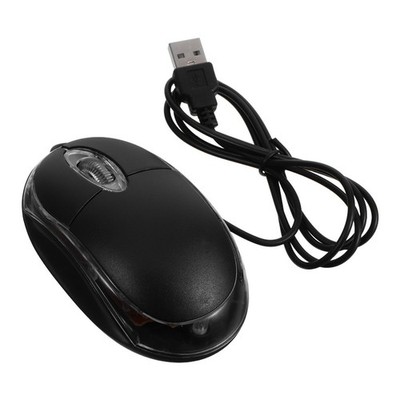 1Pc Black Optical USB Mouse Wired with 1000 Dpi Resolution for Office Computer