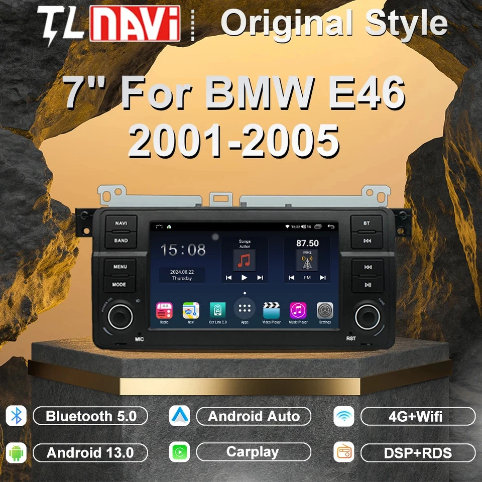 For BMW E46 M3 318 320 325 330 335 Car Radio Multimedia GPS Navigation Screen 4G - Image 2 of 4