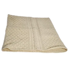 Cable Knit Wool Decorative Euro Pillow Sham Vintage Handknit Ireland Fisherman