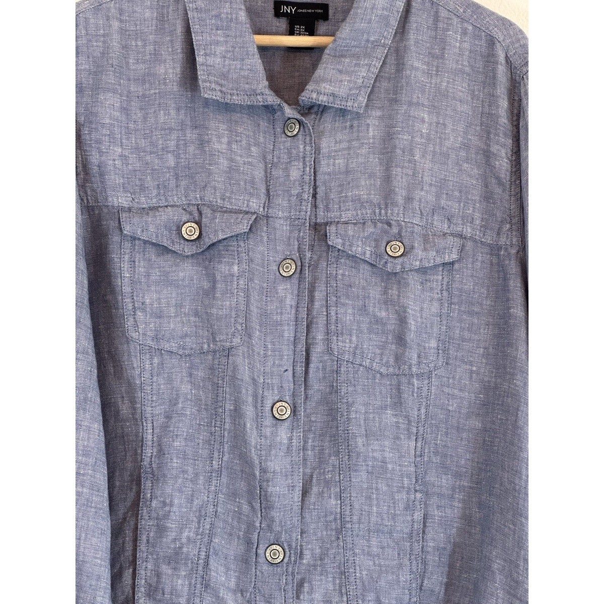 Jones New York 100%Linen Lightweight Jacket Blue Size 2X Costall