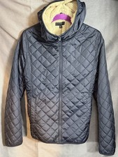 UNIQLO FLEECE LINED QUILTED Navy FULL ZIP HOODED JACKET SIZE SMALL