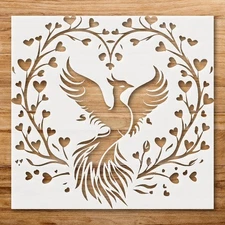 Majestic Phoenix Love Hearts Wall Art Stencil for Unique Home Decor - StencilAir