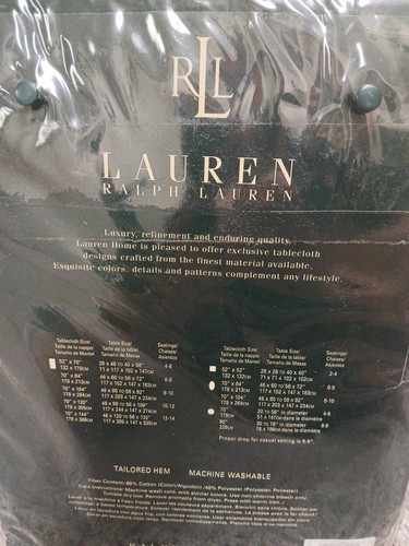 NEW! Vtg Lauren Ralph Lauren 90” Round Tablecloth Cream!!! - Picture 4 of 5