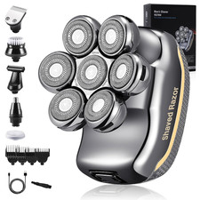 6-in-1 Electric Head Shaver for Men - Waterproof Cordless Grooming Kit