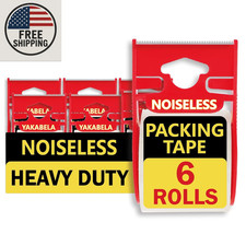 Noiseless Packing Tape, 6 Dispensered Rolls, Clear, 1.88" X 22.2Yd, Strong Adhes