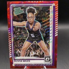 OLIVIA MILES 2025-26 DONRUSS OPTIC RED CRACKED ICE RATED PROSPECT #89 TCU
