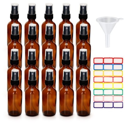 YEUIKERR 24 Pack Amber Glass Spray Bottles 2 oz Small Empty Fine Mist Spray B...
