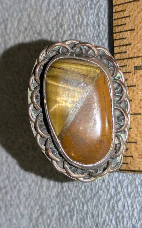VINTAGE TIGER'S EYE STERLING SILVER 925 HAND CRAFTED RING SIZE 5 MEXICO 7 GRAMS