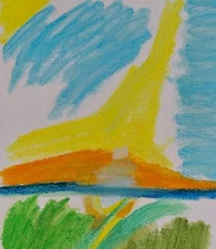 GAT ORIGINAL OIL Painting IMPRESSIONISM Abstract Yellow Blue Green Orange 9x12 