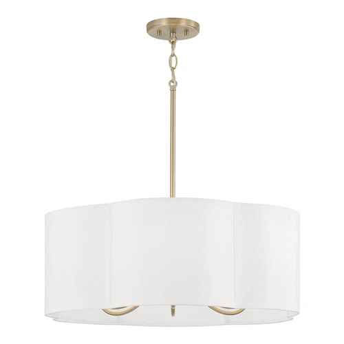 Capital Lighting Sabine 6 Light Pendant, Brass/White Fabric Shade - 356461MA - Picture 1 of 1