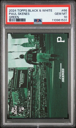 2024 Topps Black & White Paul Skenes Green /99 PSA 10