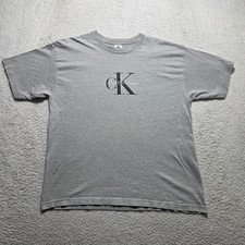 Vintage 90s Calvin Klein Jeans T Shirt Mens XL Gray Single Stitch Spell Out Logo