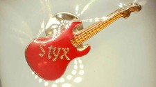 Vintage Styx Guitar Pin Red Enamel Rock Band Music Lapel Pin