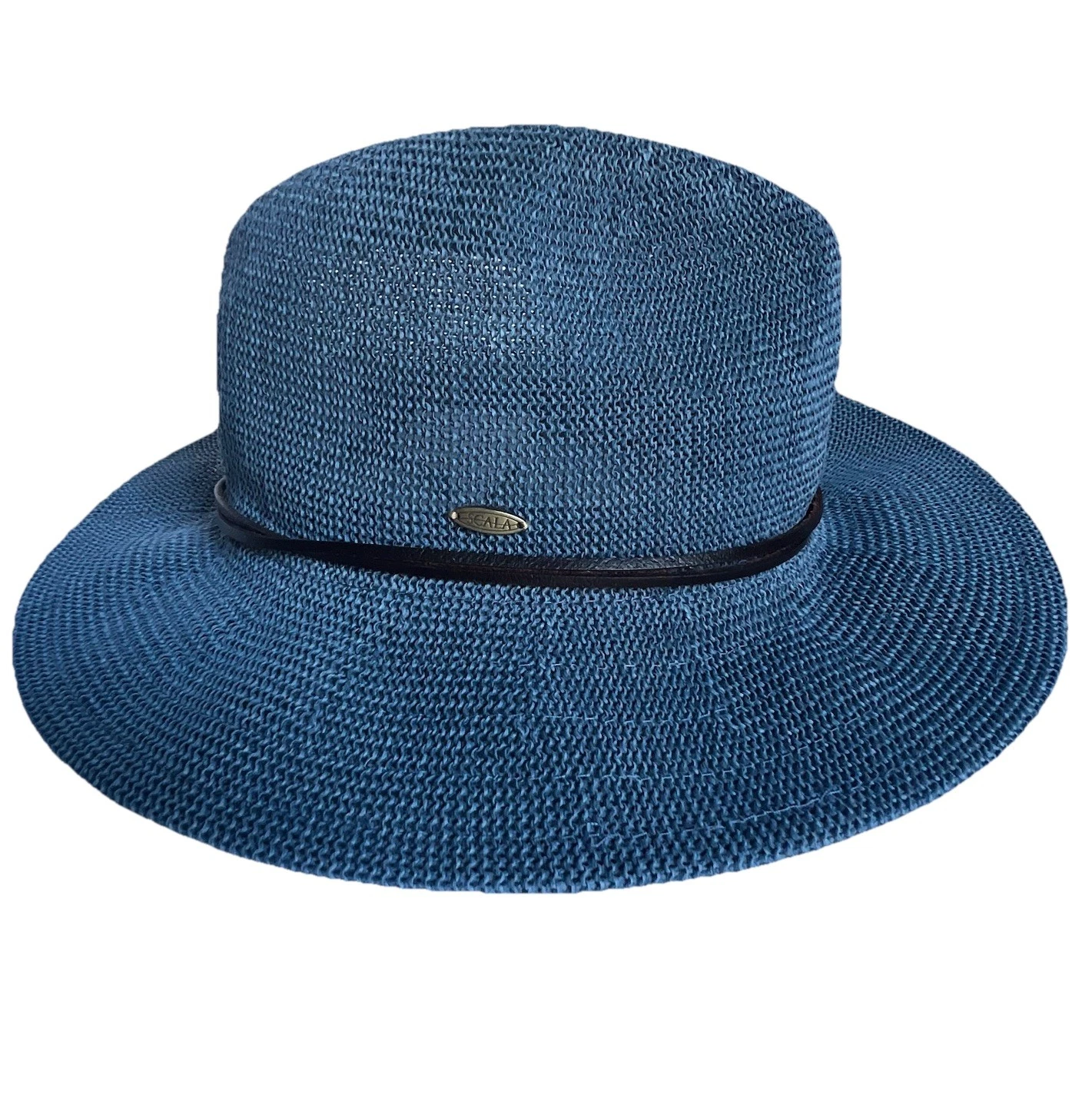NWT Scala Mens Hat Blue Paper Blend One Size Adjustable Packable Summer Sun Hat
