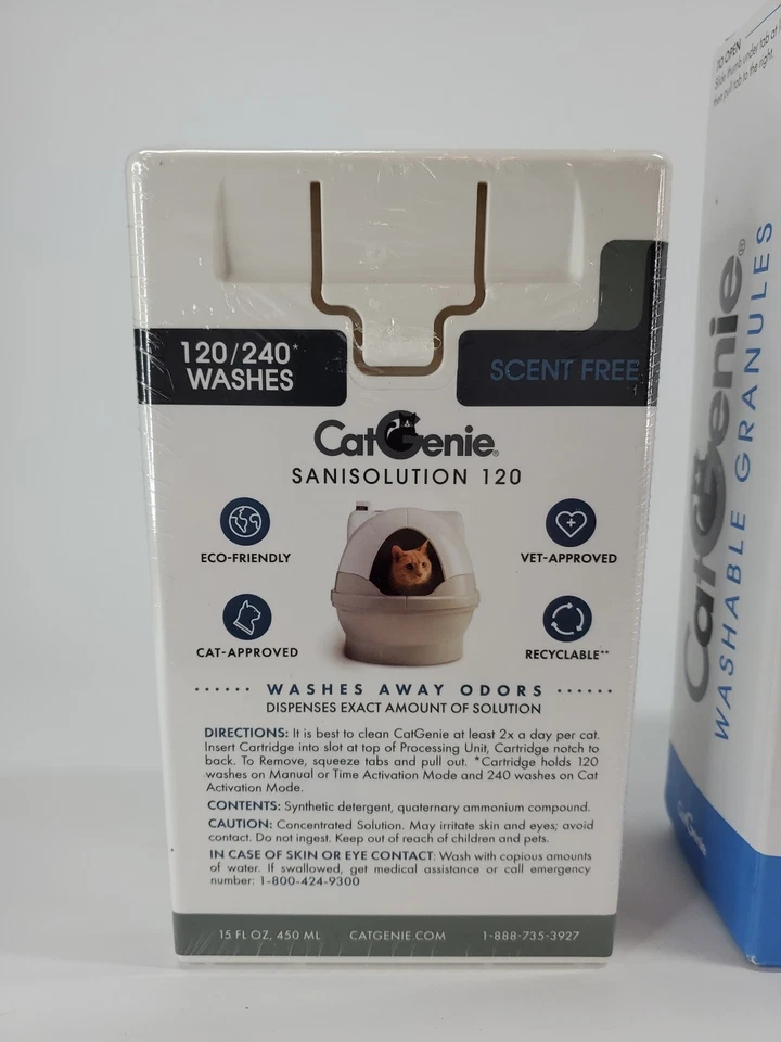 Cat Genie Washable Granules 3.5 LBS and SaniSolution 120 Scent Scent Free - Image 3 of 4