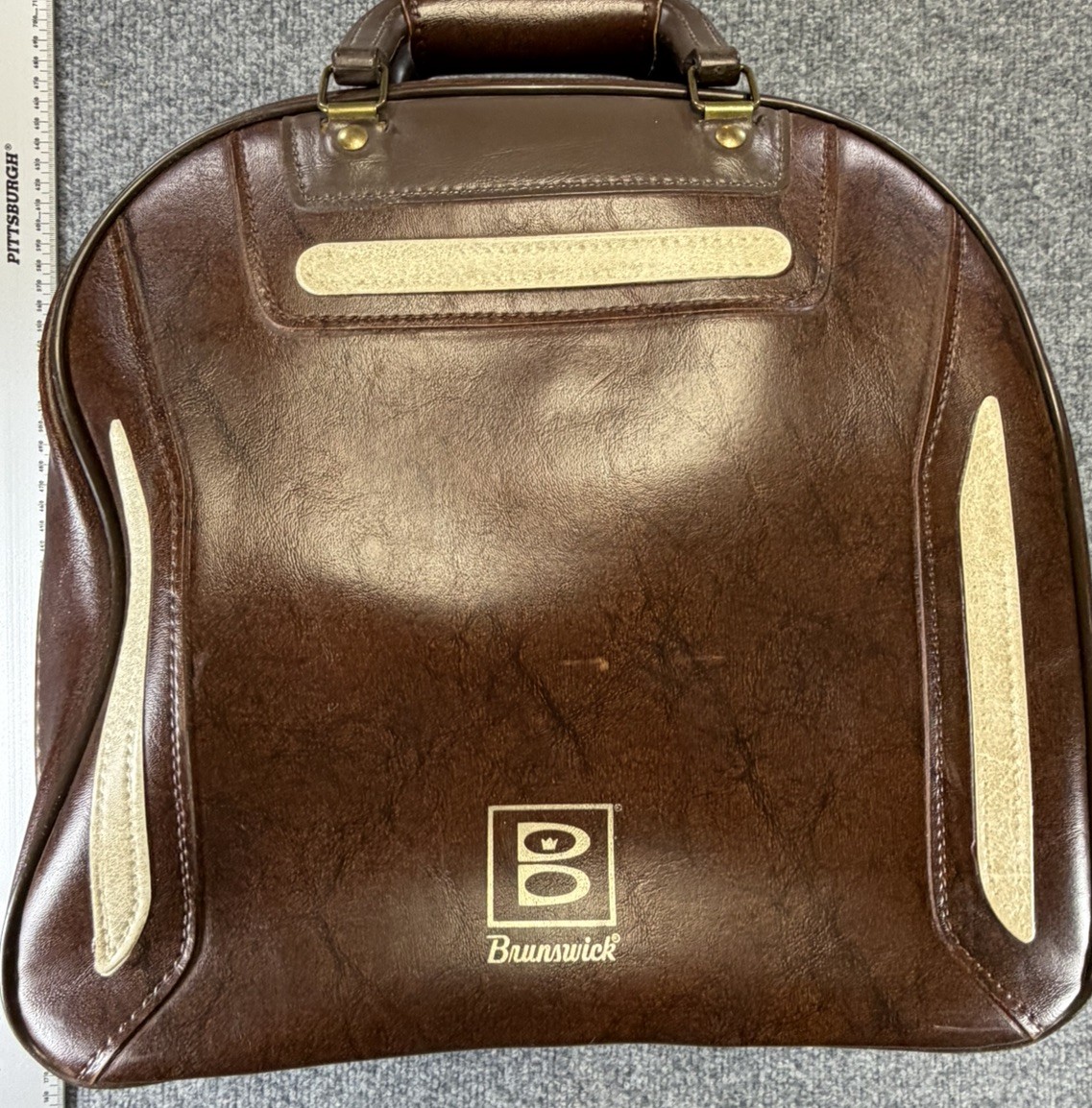 Vintage Brunswick Bowling Ball Bag Retro Single Ball Rack Brown Two Tone