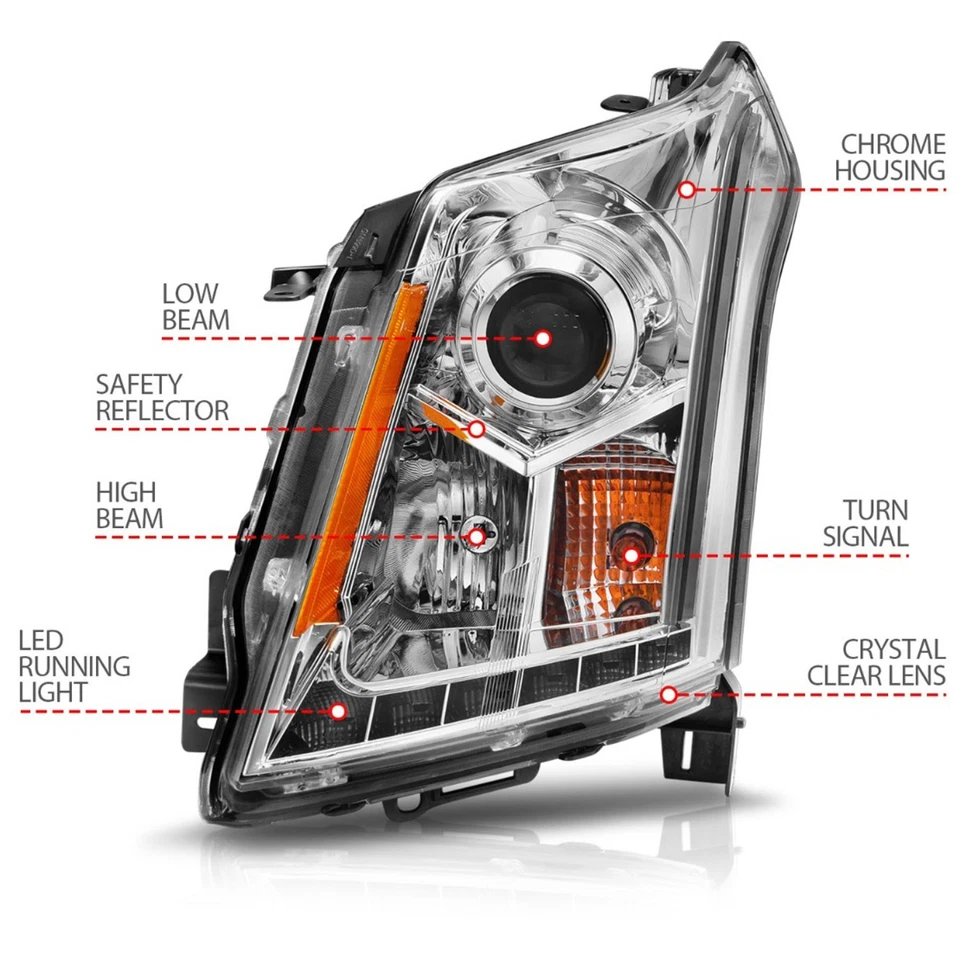 Anzo Headlight For 2010-16 Cadillac SRX Left and Right Halogen with Bulb 111307 - Imagem 4 de 4