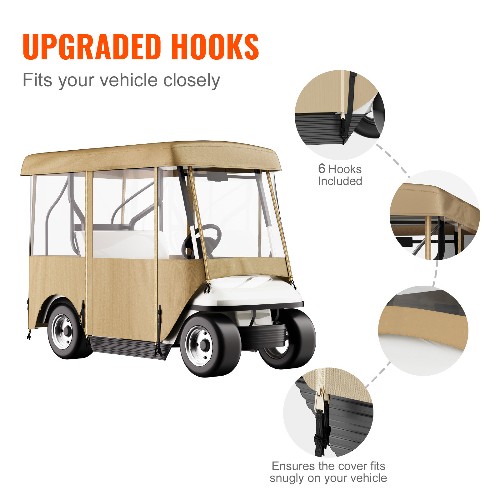 VEVOR 4 Passenger Driving Enclosure Golf Cart Cover Fits EZ GO, Club Car, Yamaha