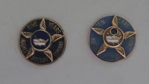 Vtg 10K Yellow Gold & Green Emerald Hughes Aircraft Company 5 & 10 Year READ