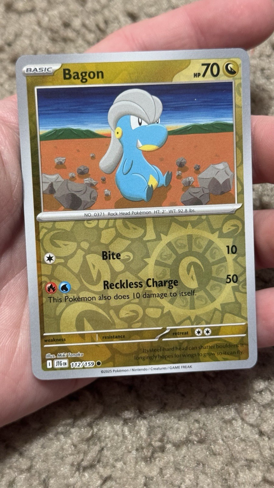 Pokémon TCG - Bagon 112/159 (Journey Together - Reverse Holo) Pack Fresh NM