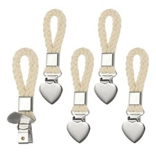 5 Pcs Tea Towel Clips, 1.2" Silver Hand Towel Clip Hooks, Beige