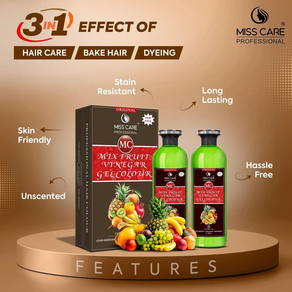 Miss Care Original MC Mix Vinagre de Frutas Gel Color (Cabello Marrón Oscuro) - 1000 ml Foto 2 de 4