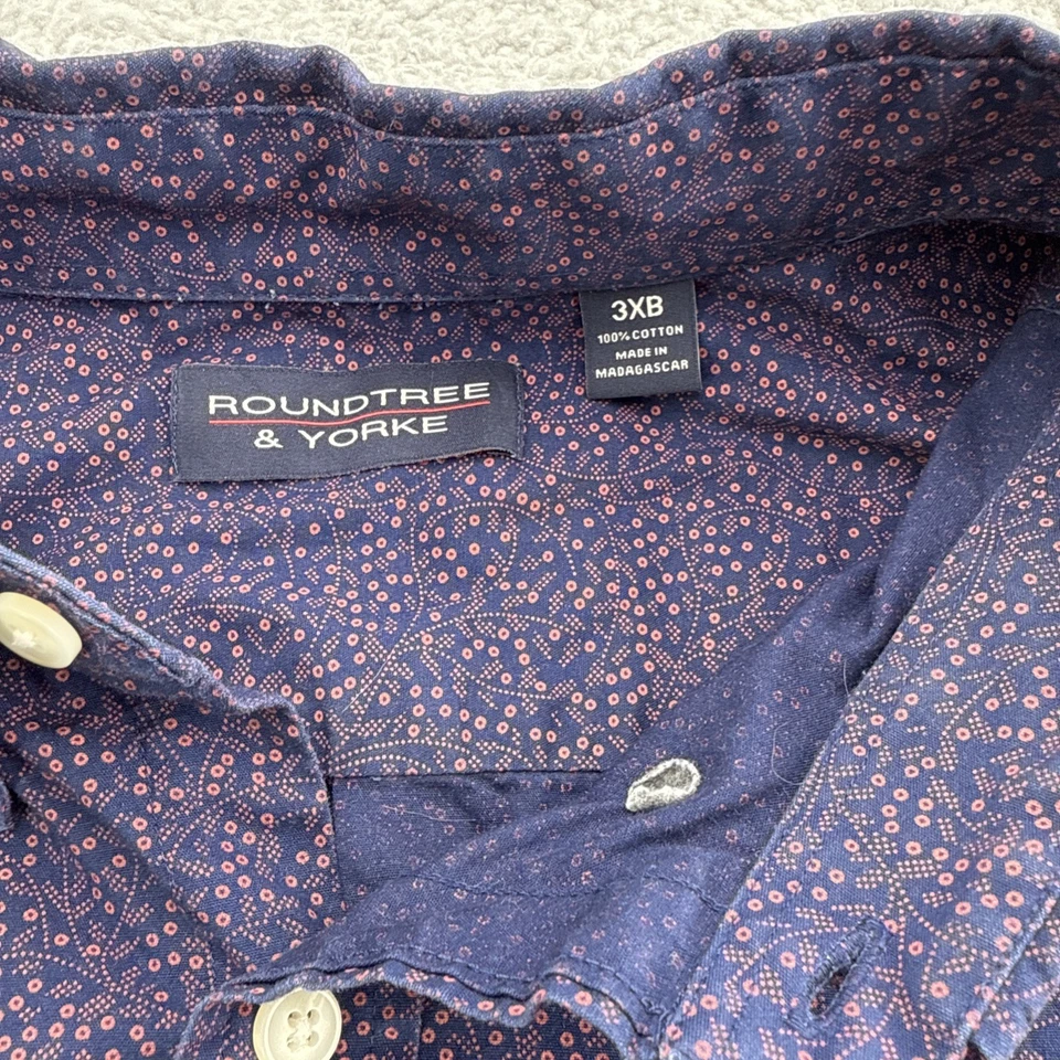Roundtree & Yorke Mens Shirt 3XB S/S Button Down Geometric Floral Print - Image 2 of 4