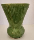 Vintage Shawnee Pottery Large Green Vase # 890 textured latticework design
