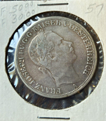 1858 Austria Franz Joseph I 1 Vereinsthaler Silver Coin KM#2244 Vienna