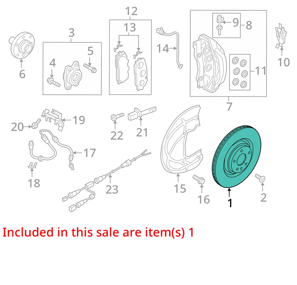 Audi S5 S4 RS5 2018-2025 rotor de freno delantero izquierdo y derecho 30 k millas 4M0615301AN OEM Foto 3 de 4
