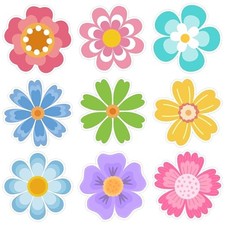 45 PCS Spring Flower Cutouts for Bulletin Board Decoration, Colorful Floral