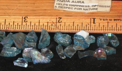 Mystic Aqua Aura Topas 5 kleine Stück irisierend rainbowlike blue behandelt mit Gold - Bild 2 von 9