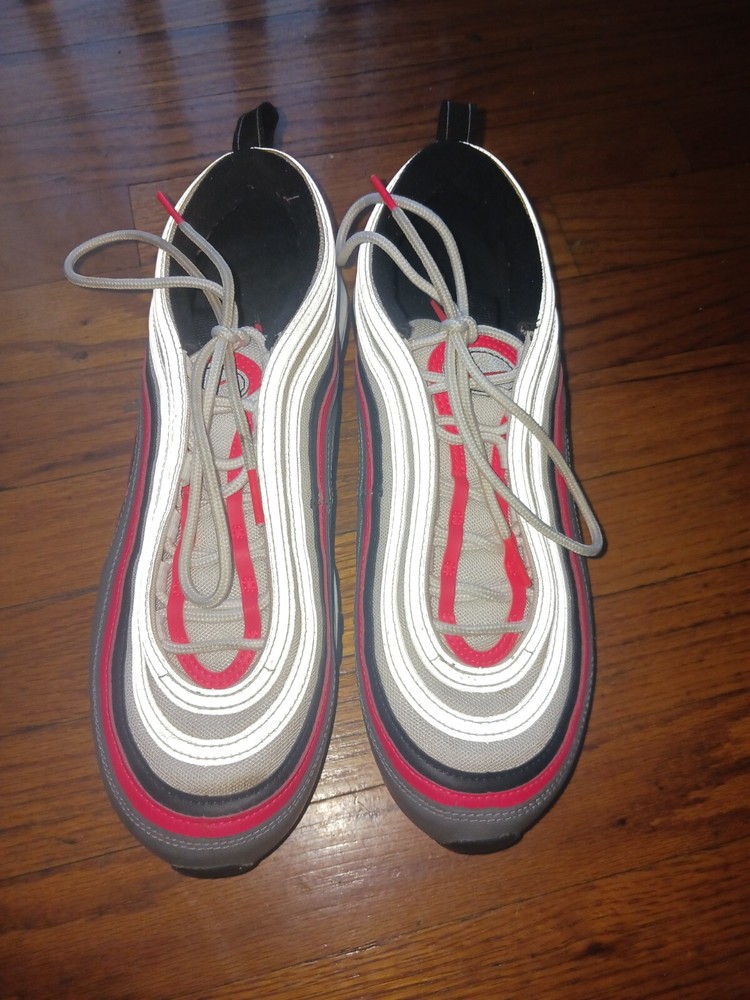Nike Air Max 97 Infrared White Grey Crimson CW5419-100 Size 9.5 Men's Sneakers
