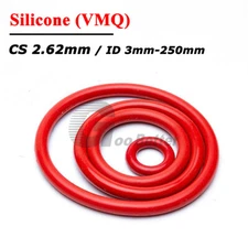 O Rings CS 2.62mm Food Grade Red Silicone O-Ring Seals Washer Gasket ID 3-250mm
