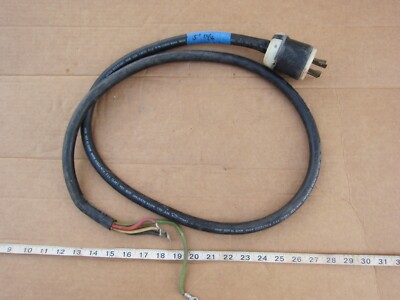 Hubbell HBL 2731 30A 480V 3Ø Twist-Lock Plug L16-30P w 5' #10/4 Cable Cord, Used