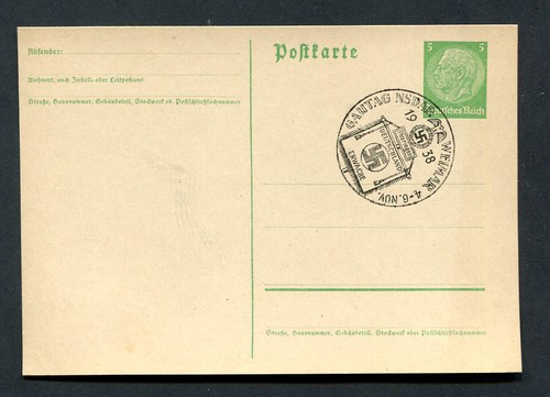 German Reich WW II : Scarce fancy cancel from 1938 - Weimar - on card - CTO