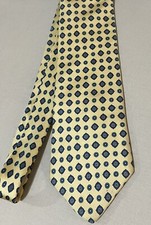 Men’s Yellow Geometric Pattern Vintage Saddle Club Tie Made In USA