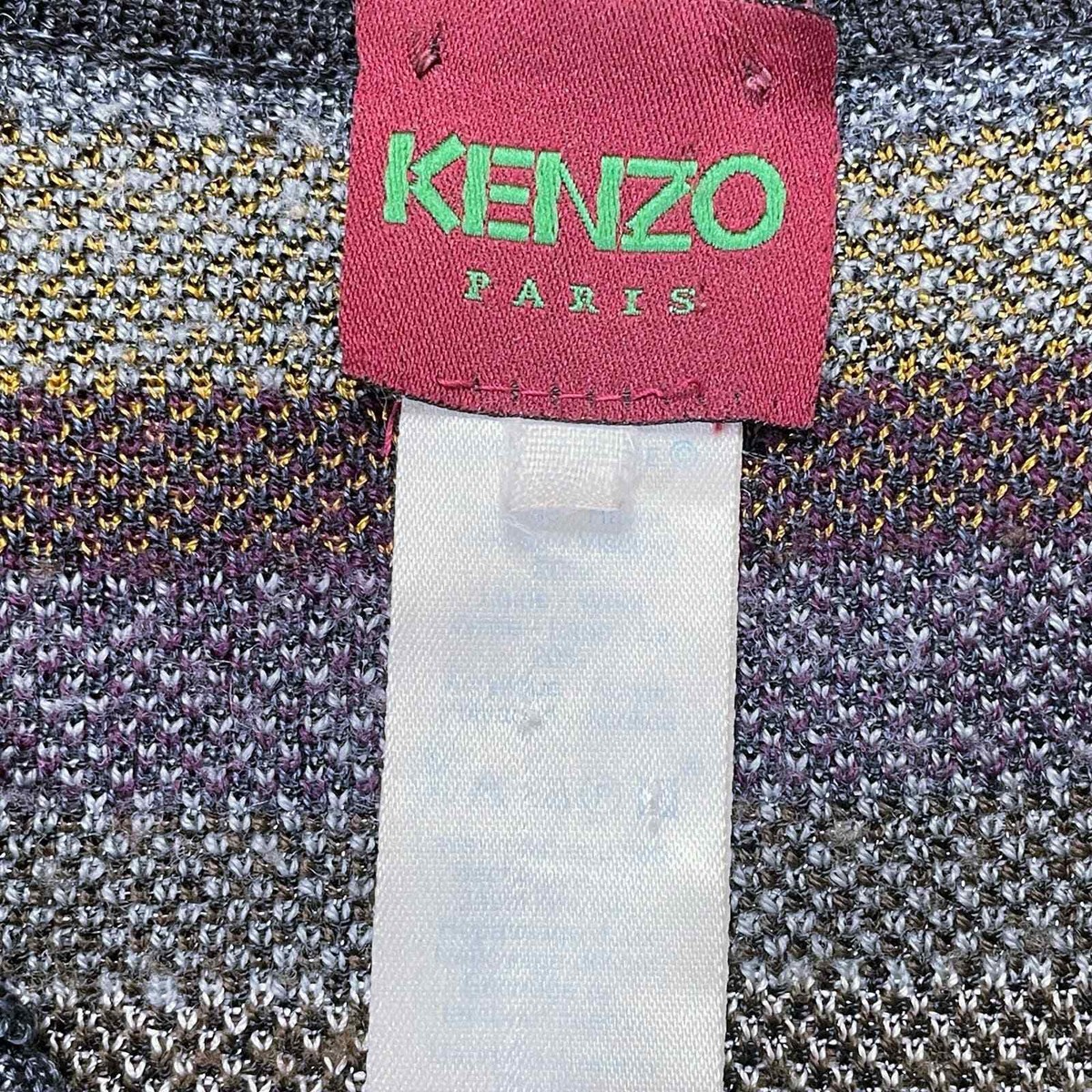 Kenzo Paris Vintage 90s Zip Front Cardigan Metallic Detail