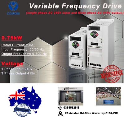 Motor Driver Frequency Inverter Electric VFD 0.75kW Single 240v to 415V