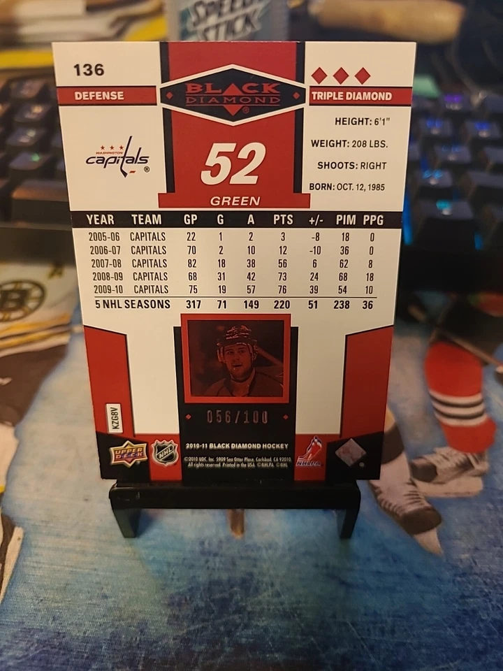 2010-11 UD UPPER DECK BLACK DIAMOND MIKE GREEN #136 #ed /100 RUBY RED TRIPLE - Image 2 of 2