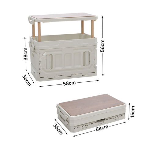 2 IN 1 Picnic Table & 95L Foldable Storage Box Camping Folding Outdoor BBQ Desk - Picture 9 of 13