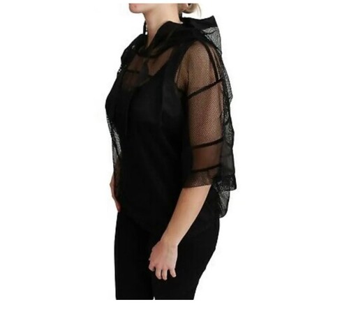 DOLCE & GABBANA Black Sicily Net Sweatshirt Hooded Top Blouse Size 38IT UK6 XS - Picture 6 of 12