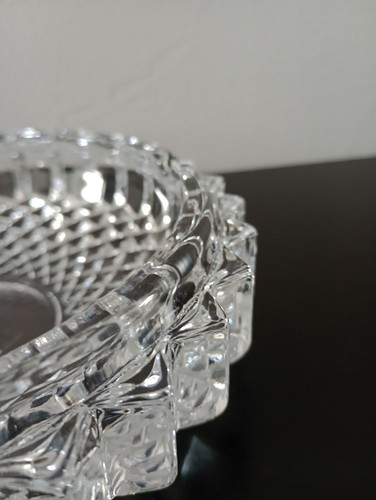 Heavy Cut Glass Tray for Home and Office 19.5cm Diameter - Picture 6 of 8