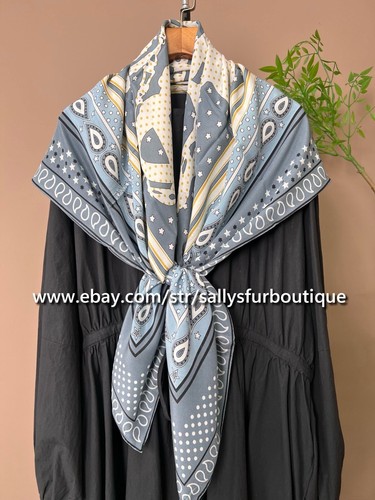 Sallys 100% Chiffon Silk Wrap Scarf Beach Sarong Paisley Saddle Print Shawl 43" - Picture 13 of 18