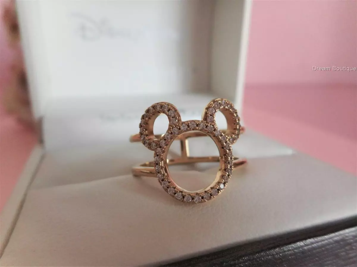 Disney Parks Crislu Mickey Mouse Icon 18K Gold Plated Ring Size 6 NWT