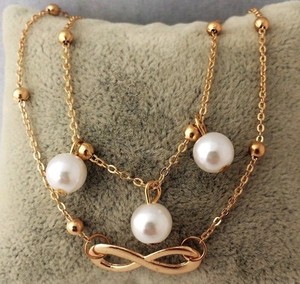 Authentic Infinity Gold Plated Beaded Anklet Bracelet adjustable