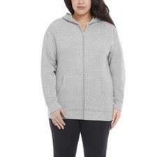 Danskin Women's Soft Brushed Fleece Full Zip L GREY HEATHER Hoodie S,M,L,XL