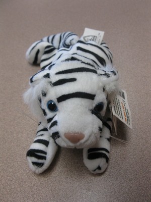 black and white tiger stuffed animal