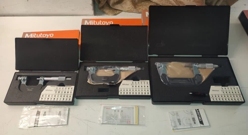 Lot of 3 Mitutoyo 0-3" .001" Micrometer Set